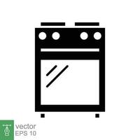 Stove icon. Simple solid style. Kitchen equipment, oven, furnace, gas, propane, cooking, restaurant contact. Black silhouette, glyph symbol. Vector illustration isolated on white background. EPS 10.