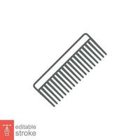 Comb icon. Simple outline style. Hair stylist tool, barber comb, fashion, beauty, hairstyle brush concept. Thin line symbol. Vector illustration isolated on white background. Editable stroke EPS 10.