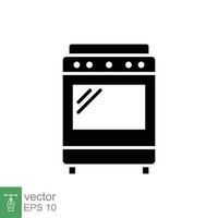 estufa icono. sencillo sólido estilo. cocina equipo, horno, horno, gas, propano, cocinando, restaurante contacto. negro silueta, glifo símbolo. vector ilustración aislado en blanco antecedentes. eps 10