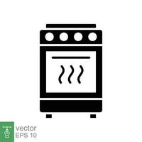 Stove icon. Simple solid style. Kitchen equipment, oven, furnace, gas, propane, cooking, restaurant contact. Black silhouette, glyph symbol. Vector illustration isolated on white background. EPS 10.