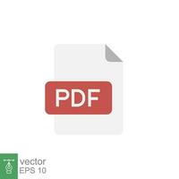 Pdf icon. Simple flat design style. File, format, download, symbol, banner, button, sign concept. Vector illustration isolated on white background, Eps 10.