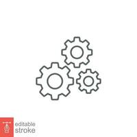 Gear line icon. Simple outline style. Two, three, technology, service, wheel concept. Vector illustration isolated on white background. Editable stroke. EPS 10