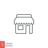 Store front line icon. Simple outline style. Shop, architecture, market concept. Vector illustration isolated on white background. Editable stroke. EPS 10