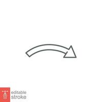 Curved arrow line icon. Simple outline style. Set, graphic, growth, round, direction, right, twist concept. Vector illustration isolated. Editable stroke. EPS 10