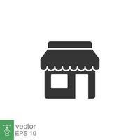 Store front glyph icon. Simple solid style. Shop, architecture, market concept. Vector illustration isolated on white background. EPS 10