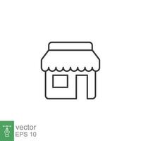 Store front line icon. Simple outline style. Shop, architecture, market concept. Vector illustration isolated on white background. EPS 10