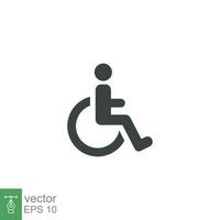 Disable, handicap glyph icon. Simple solid style. Symbol, chair, parking, wheel, access, person, pictogram, reserved, transport concept. Vector illustration isolated on white background. EPS 10