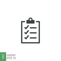 Checklist clipboard line icon. Simple outline style. Quality, check, tick, list, service, data, document, clinic, good, survey concept. Vector illustration isolated on white background. EPS 10