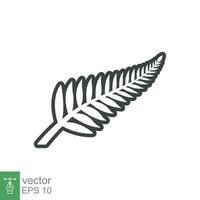 Fern line icon. Simple outline style. Leaf, logo, nz, kiwi, maori, silhouette, bird, sign, new zealand symbol concept design. Vector illustration isolated on white background. EPS 10