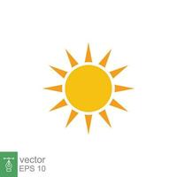 Sun heat icon. Simple flat style. Shine, warm, web, pictogram, sunlight, heat, symbol, weather concept. Vector illustration isolated on white background. EPS 10