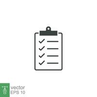 Checklist clipboard line icon. Simple outline style. Quality, check, tick, list, service, data, document, clinic, good, survey concept. Vector illustration isolated on white background. EPS 10