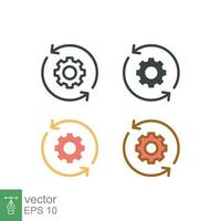 Sync setting icon. Simple outline, solid, flat style. Process, update, setup, reload, simple, change, personal, pictogram, refresh concept. Vector illustration isolated on white background. EPS 10