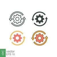 Sync setting icon. Simple outline, solid, flat style. Process, update, setup, reload, simple, change, personal, pictogram, refresh concept. Vector illustration isolated on white background. EPS 10