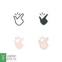 Easy icon. Simple outline, solid, flat style. Nice, pictogram, good, finger, hand, safe, click, symbol, design, like, arm, positive concept. Vector illustration isolated on white background. EPS 10