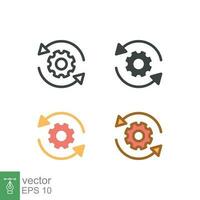 Sync setting icon. Simple outline, solid, flat style. Process, update, setup, reload, simple, change, personal, pictogram, refresh concept. Vector illustration isolated on white background. EPS 10