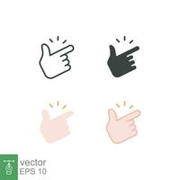 Easy icon. Simple outline, solid, flat style. Nice, pictogram, good, finger, hand, safe, click, symbol, design, like, arm, positive concept. Vector illustration isolated on white background. EPS 10