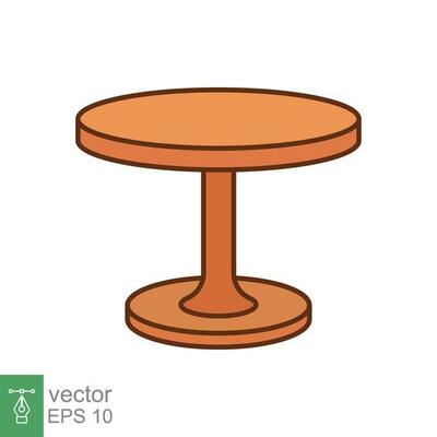 Circle table icon. Simple filled outline style. Round, pictogram, furniture, office, sign, conference, meeting, web, interior concept. Vector design illustration isolated on white background. EPS 10