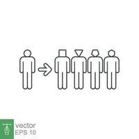 Unique person line icon. Simple outline style. Individual, people, crowd, different, stand, group, pictogram, figure, human, team concept. Vector illustration isolated on white background. EPS 10