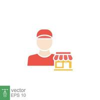 Seller vendor icon. Simple flat style. Shop, market, business concept. Color symbol. Vector illustration isolated on white background. EPS 10