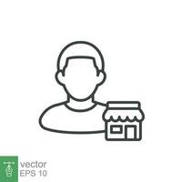 Seller vendor line icon. Simple outline style. Shop, market, business concept. Black and white symbol. Vector illustration isolated on white background. EPS 10