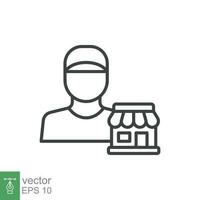 Seller vendor line icon. Simple outline style. Shop, market, business concept. Black and white symbol. Vector illustration isolated on white background. EPS 10