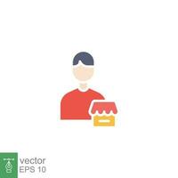 Seller vendor icon. Simple flat style. Shop, market, business concept. Color symbol. Vector illustration isolated on white background. EPS 10