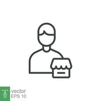 Seller vendor line icon. Simple outline style. Shop, market, business concept. Black and white symbol. Vector illustration isolated on white background. EPS 10