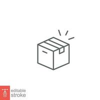 Box line icon. Simple outline style. Package, delivery, parcel, shipping, storage, cardboard, closed carton, pack concept. Vector illustration isolated on white background. Editable stroke EPS 10