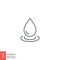 Drop water icon. Simple outline style. Bath, drop target, nature concept. Thin line symbol. Vector illustration design isolated on white background. Editable stroke EPS 10