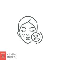 Blackhead icon. Simple outline style. Acne on skin, dermatology concept. Thin line symbol. Vector illustration design isolated on white background. Editable stroke EPS 10