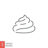 Shit icon. Simple outline style. Editable stroke. Poop, pile of poo, dung, trash, stink, bad concept. Thin line symbol. Vector illustration isolated on white background. EPS 10