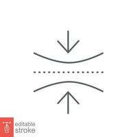 Elastic icon. Simple outline style. Flexible, arrow, vector, bounce, logo, jump, structure, curve shape. Thin line symbol. Vector illustration isolated on white background. Editable stroke EPS 10