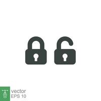 Lock and unlock icon. Simple solid style. Locker, open, closed, padlock, key, symbol, private, web, flat, password, safety, secure concept. Vector illustration isolated on white background EPS 10