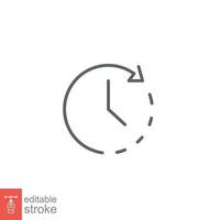 Clock time icon. Simple outline style. Timer, hour, minute, flat, business, speed, alarm, 24, stopwatch, circle, watch concept. Vector illustration isolated on white background editable stroke EPS 10