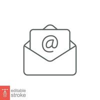 Email icon. Simple outline style. Mail, newsletter, thin line, letter, symbol, pictogram, address, open message send concept. Vector illustration isolated on white background. Editable stroke EPS 10