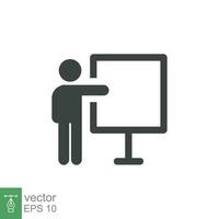 formación icono. sencillo sólido estilo. maestro, curso, entrenador, clase, conferencia, demostrar, pizarra, pictograma, seminario, salón de clases concepto. vector ilustración aislado en blanco antecedentes eps 10