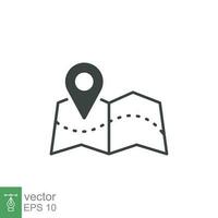 Map icon. Simple outline style. Road, place, journey, pin, landmark, find, point, paper, flat, travel, street marker concept. Vector illustration isolated on white background Editable stroke EPS 10