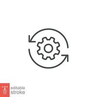 Workflow icon. Simple outline style. Operations, procedure, cog, gear, work, flow, pictogram, process, arrow, business concept. Vector illustration isolated on white background editable stroke EPS 10