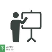 Training icon. Simple solid style. Teacher, course, coach, class, lecture, demonstrate, blackboard, pictogram, seminar, classroom concept. Vector illustration isolated on white background EPS 10