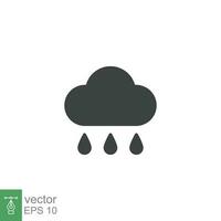 Rain cloud icon. Simple flat style. Drop water, cloudy symbol, raindrop, fall, spring, color, measure, nature, weather concept for web design. Vector illustration isolated on white background EPS 10