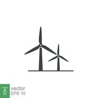 Wind power icon. Simple solid style. Mill, silhouette, farm, pictogram, wheel, power, technology, tower, power, energy alternative concept. Vector illustration isolated on white background EPS 10