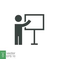 formación icono. sencillo sólido estilo. maestro, curso, entrenador, clase, conferencia, demostrar, pizarra, pictograma, seminario, salón de clases concepto. vector ilustración aislado en blanco antecedentes eps 10