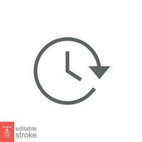 Clock time icon. Simple outline style. Timer, hour, minute, flat, business, speed, alarm, 24, stopwatch, circle, watch concept. Vector illustration isolated on white background editable stroke EPS 10