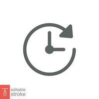 Clock time icon. Simple outline style. Timer, hour, minute, flat, business, speed, alarm, 24, stopwatch, circle, watch concept. Vector illustration isolated on white background editable stroke EPS 10