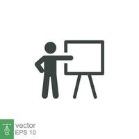 Training icon. Simple solid style. Teacher, course, coach, class, lecture, demonstrate, blackboard, pictogram, seminar, classroom concept. Vector illustration isolated on white background EPS 10