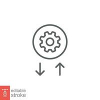 Workflow icon. Simple outline style. Operations, procedure, cog, gear, work, flow, pictogram, process, arrow, business concept. Vector illustration isolated on white background editable stroke EPS 10