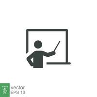 Training icon. Simple solid style. Teacher, course, coach, class, lecture, demonstrate, blackboard, pictogram, seminar, classroom concept. Vector illustration isolated on white background EPS 10