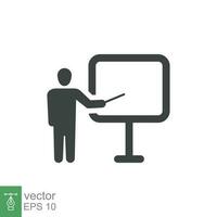 Training icon. Simple solid style. Teacher, course, coach, class, lecture, demonstrate, blackboard, pictogram, seminar, classroom concept. Vector illustration isolated on white background EPS 10