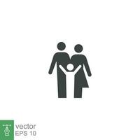 Parent and child icon. Simple solid style. People, kid, symbol, member, insurance, mother, son, father, generation, person, family love concept. Vector illustration isolated on white background EPS 10