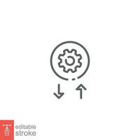 Workflow icon. Simple outline style. Operations, procedure, cog, gear, work, flow, pictogram, process, arrow, business concept. Vector illustration isolated on white background editable stroke EPS 10